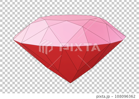 pink contour diamond isolated on white, simple polygonal brilliant, 3d rendering 108096362