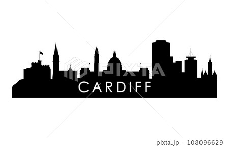 Cardiff skyline silhouette. Cardiff skyline silhouette. 108096629