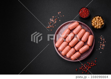 Delicious fresh vegetarian sausage or sausage made from vegetable protein tofu or seitan 108096664