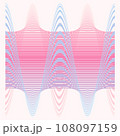 Pink, peach, blue, background of linear waves vector abstract art and technology. Gradients that are steep the geometry of the future 108097159
