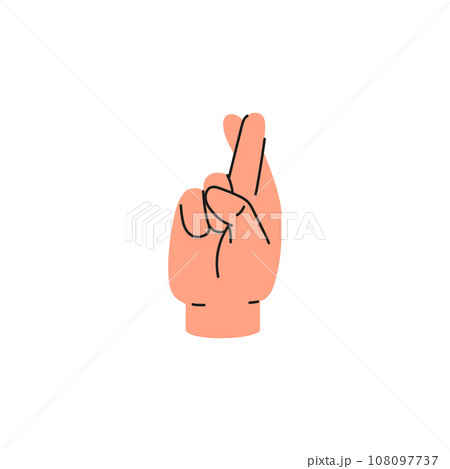 Hand with crossed fingers, vector illustration on white, flat cartoon Hand with crossed fingers, vector illustration on white, flat cartoon 108097737