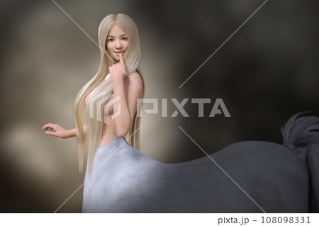 唇に指を当てこちらを見つめる妖艶なケンタウロス 唇に指を当てこちらを見つめる妖艶なケンタウロス 108098331