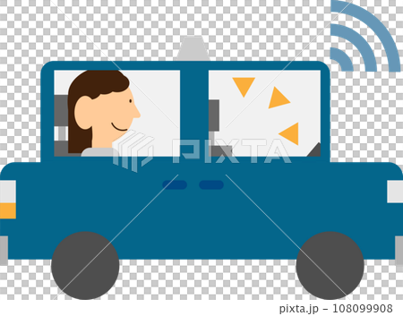 運転手がいない自動運転の無人タクシーに乗車した人 108099908