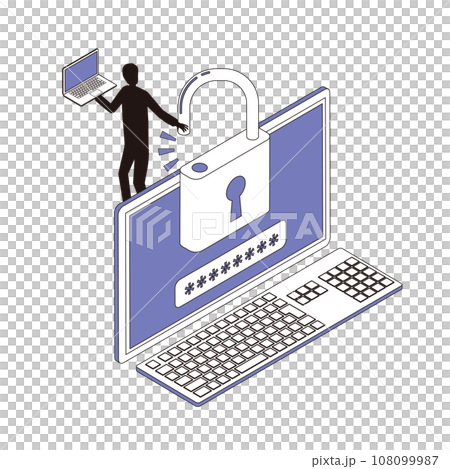 PCに不正ログインされるイメージイラスト PCに不正ログインされるイメージイラスト 108099987