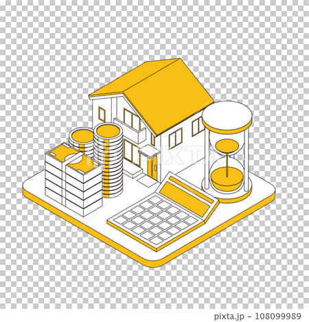 房子和金錢插畫 房子和金錢插畫 108099989