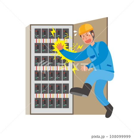 作業中に感電する男性作業員 108099999