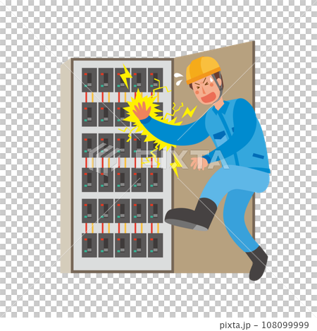 作業中に感電する男性作業員 108099999