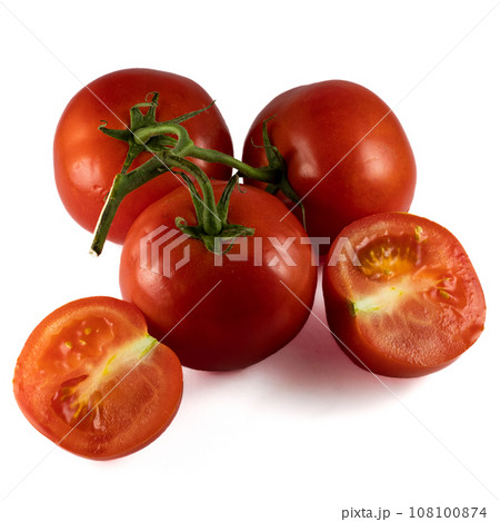 Tomato isolated on white background. With clipping path. Full depth of field. 108100874
