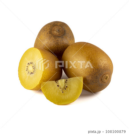 Golden kiwi isolated on white background 108100879