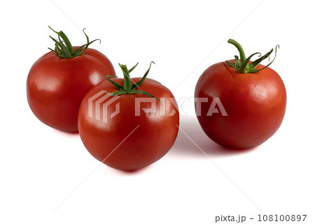 Tomato isolated on white background. With clipping path. Full depth of field. 108100897