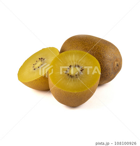 Golden kiwi isolated on white background 108100926