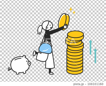 A woman who diligently saves coins 108101160