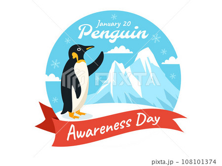 Penguin Awareness Day Vector Illustration on 20 January with Penguins and Iceberg to Conserve Animals in Flat Cartoon Background Design 108101374