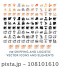 128 Vector Shipping Delivery and Logistic Elements and Icons Pack 108101610