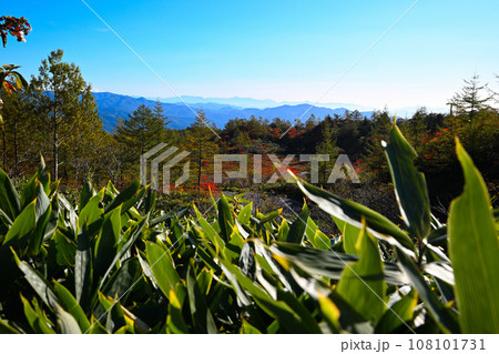志賀草津高原ルート 殺生河原付近からの眺め 山並の風景 志賀草津高原ルート 殺生河原付近からの眺め 山並の風景 108101731