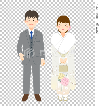 Men and women wearing suits and furisode Men and women wearing suits and furisode 108101952