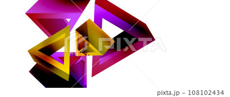 3d triangle abstract background. Basic shape technology or business concept composition. Trendy techno business template for wallpaper, banner, background or landing 108102434