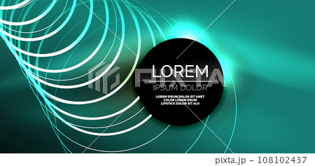 Neon lines and waves abstract background. Techno glowing neon shapes vector illustration for wallpaper, banner, background, landing page, wall art, invitation, prints, posters 108102437