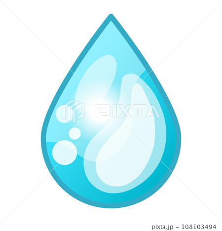 Cartoon blue water drop isolated on white background Cartoon blue water drop isolated on white background 108103494