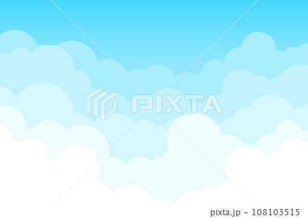 Cartoon cloudy sky on a sunny day, a view above cloud formation. Vector illustration 108103515