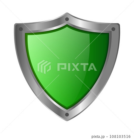 3d green metal shield icon 108103516