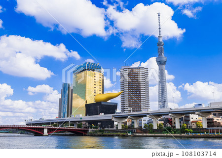 隅田川から見る東京スカイツリー 108103714