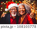 Senior Friends Celebrating New Year's Eve Together. Generative AI. 108103778