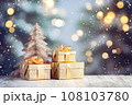 Season of Giving: Golden Christmas Decor with Bokeh. Generative AI. 108103780