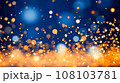 Twinkling Gold Stars on Navy Background. Generative AI. 108103781