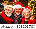 New Year Cheers with Happy Senior Friends. Generative AI. 108103783