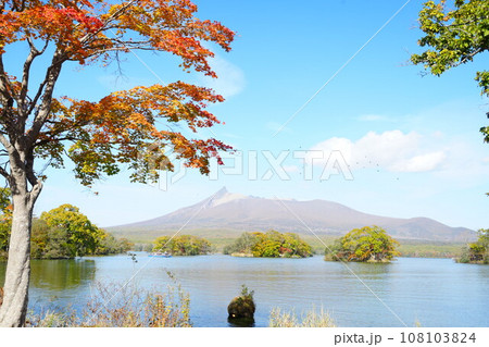 北海道の絶景 秋の函館大沼公園の紅葉風景 北海道の絶景 秋の函館大沼公園の紅葉風景 108103824