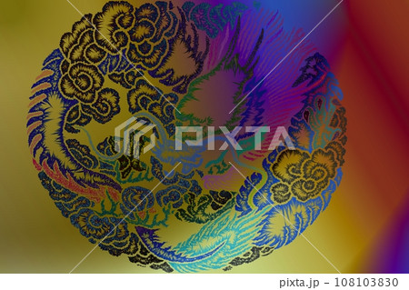 金の神秘　龍　美しい幾何学模様 108103830