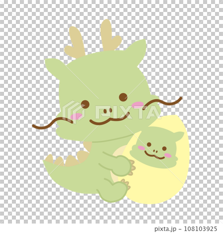 可愛的龍父母和孩子的插圖沒有主線 108103925