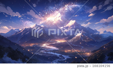 ［AI生成画像］雪山、夜空10 108104156