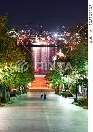 北海道の絶景 函館八幡坂からの夜景 108104308