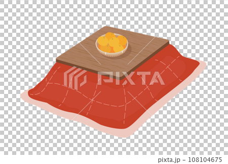 Illustration of kotatsu and mandarin oranges 108104675