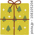 Christmas gift box with green pine tree hand drawn 108105204