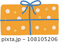 Christmas gift box with orange and blue color ribbon hand drawn 108105206