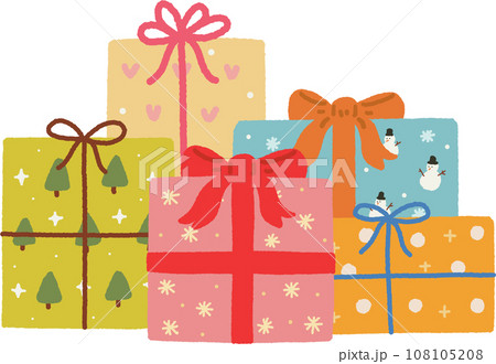 A bunch of colorful gift box Christmas hand drawn 108105208