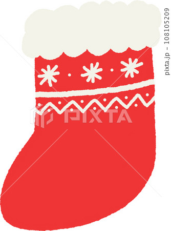 Red Christmas Stocking hand drawn 108105209