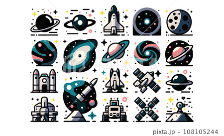 宇宙開発系のアイコンセット(生成AI) 108105244