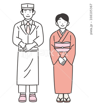 女将と料理長のベクターイラスト素材／旅館 108105367