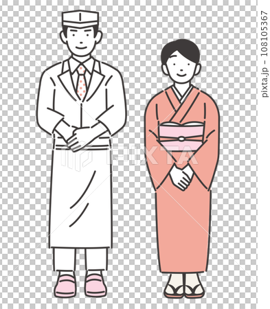 女将と料理長のベクターイラスト素材／旅館 108105367