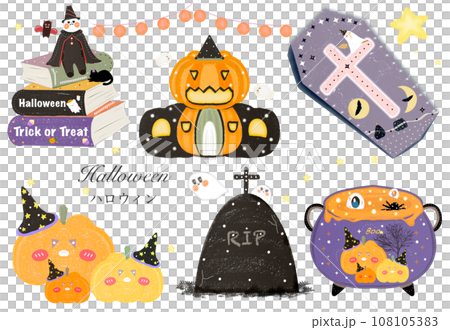 萬聖節可愛的手繪插圖 108105383
