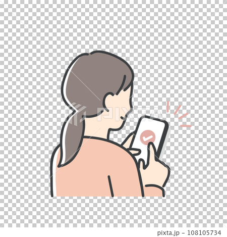 一個操作智能手機的年輕女子 108105734