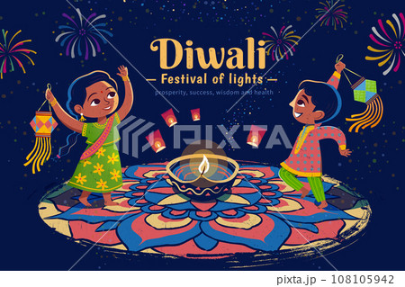 Happy kids on Diwali Festival 108105942