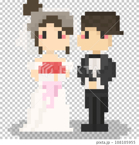 Pixel art cartoon cute wedding character Pixel art cartoon cute wedding character 108105955