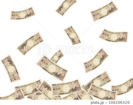 ひらひら舞う一万円札のイラスト ひらひら舞う一万円札のイラスト 108106320
