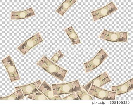 ひらひら舞う一万円札のイラスト ひらひら舞う一万円札のイラスト 108106320