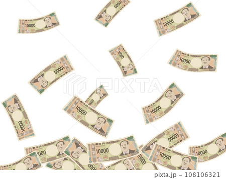 ひらひら舞う一万円札のイラスト 108106321